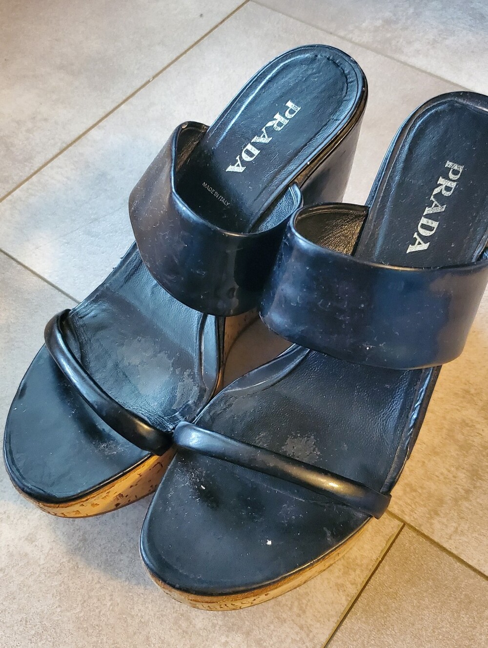 Prada Black Wedge Sandal Size 9